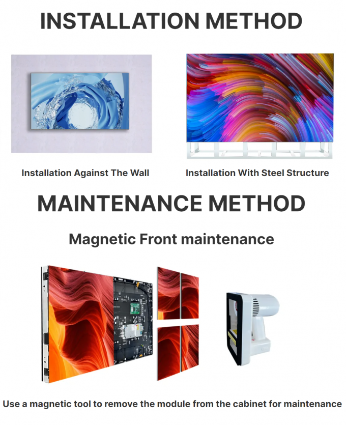실내 및 야외 응용을위한 다이 캐스팅 실내 알루미늄 패널 LED 비디오 벽 얇은 피치 3