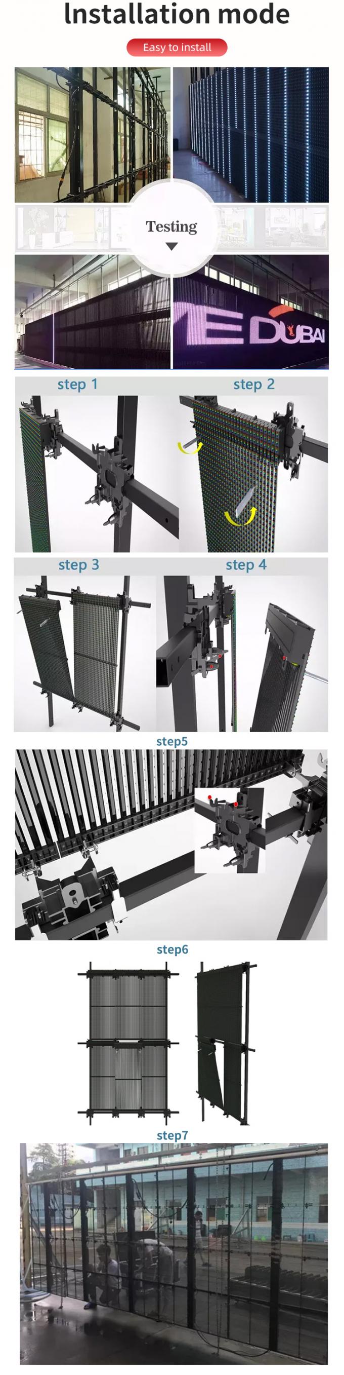 투명 LED 스크린 디스플레이, 투명 유리 창 LED, 투명 비디오 월, 유연한 패널, 높은 밝기 LED 스크린 4