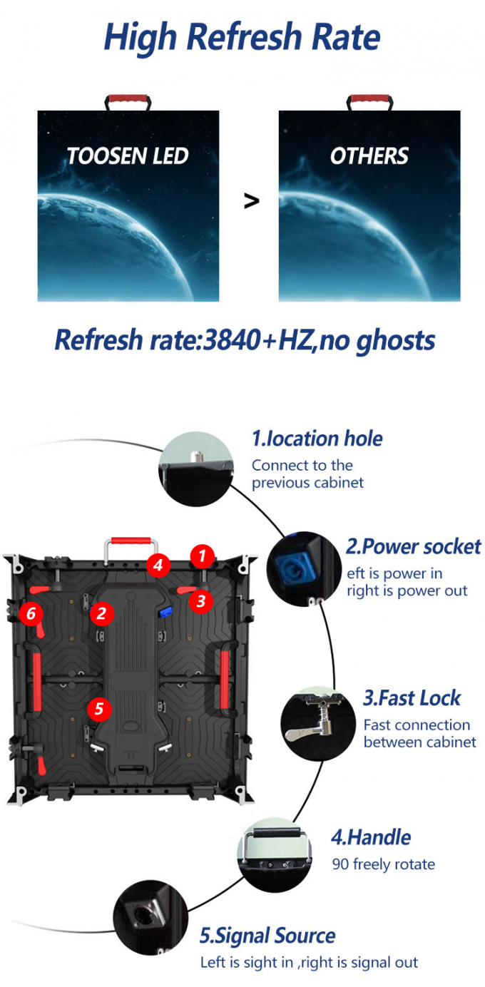 P3.91 P4.81 옥외 라이브 공연 LED 스크린 임대 LED 디스플레이 방수 무대 고휘도 배경 화면 LED 벽 6