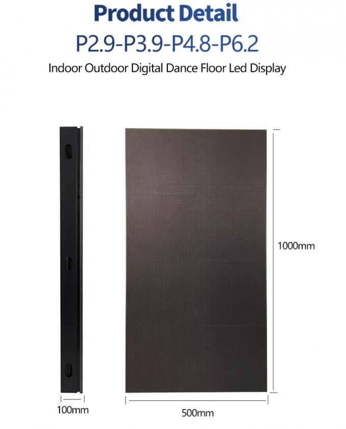 LED 댄스 플로어 디스플레이 임대 타일 패널 500*1000 하이 리프레시 LED 스테이지 웨딩 스크린 벽 P2.9 인터랙티브 LED 디스플레이 3