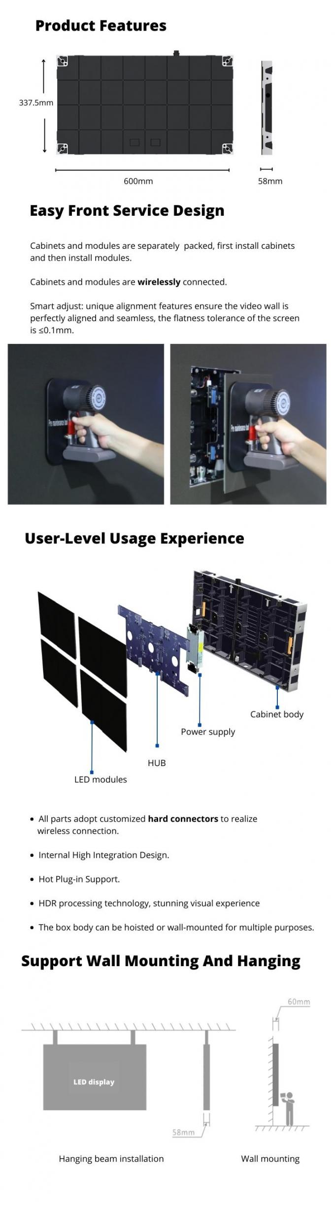 방수성 COB 실내 소 픽셀 피치 P0.6 P0.7 P0.9 P1.25 마이크로 얇은 교회 LED 비디오 벽 디스플레이 패널 6
