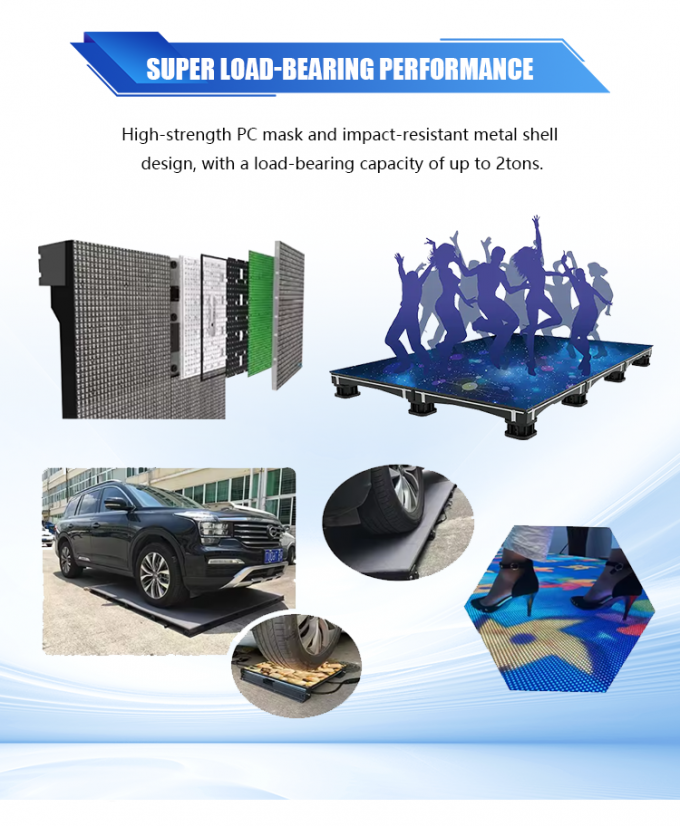 3D 스테이지 댄스 플로어 패널 디스플레이 인터랙티브 LED 플로어 타일 스크린 P2.6 P2.97 P3.91 LED 스크린 5